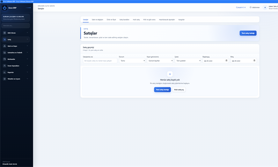Enco ERP satış yönetimi monitör ekranı